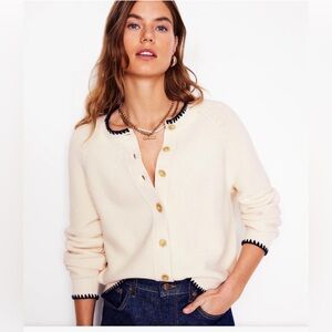 Boden Lena Stitch Detail Cardigan Ivory M